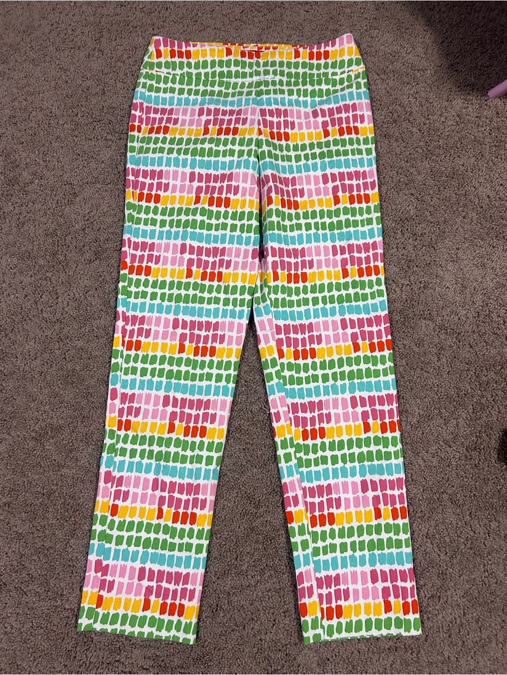 Krazy Larry Women's Pull On Ankle Pants Rainbow Multicolor Sz 6 Fun Colorful USA